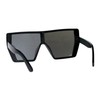 Extra Oversized Fashion Sunglasses Square Shield Frame Black, Silver Mirror
