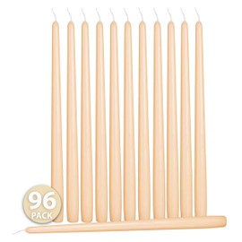 Hyoola Tall Taper Candles Bulk - 12 Inch Cream Unscented Dripless Taper Candles - 10 Hour Burn Time - 96 Pack
