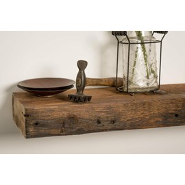 Modern Timber Craft Reclaimed Wood Wall Shelf | Solid Rustic American Barnwood with Floating Shelf Brackets | 2.75" Thickness | 24" L x 8" D, Unfinished