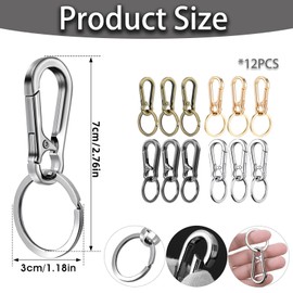 12 Pcs Keyring Clip, Carabiner Keyring, Keyring Carabiner Clip Keychain Key Ringfor Men Women Car Keys Purse Finder