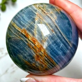 High Quality Healing Crystal L Quartz Ball Craft Decorative Stones Blue Onyx SphereColor: Blue Onyx Sphere, Size: 5.5-6cm