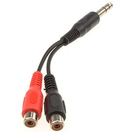 kenable 6.35mm Stereo Jack Plug to Twin RCA Phono Sockets Adapter Cable 10cm