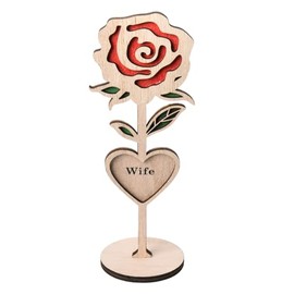 Rose Desktop Ornament Plaque for Wife Anniversarry Birthday Gifts for Wife Wiffy Women Christmas Valentines Gift from Husband Wife Wooden Rose Ornaments Plaques for Home Table Decor