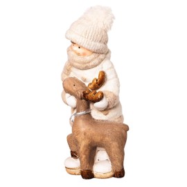 Wichtelstube-Kollektion Decorative Figurine Winter Child with Reindeer 25.5 cm Christmas Decoration Figure Garden Indoor