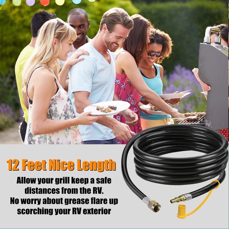 12 FT RV Propane Quick Connect Hose, 3/8 Female Flare