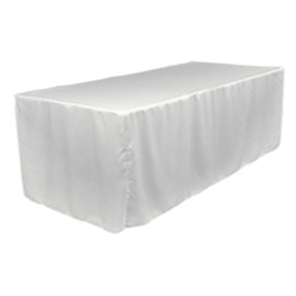 TEKTRUM 8-Feet Long Fitted Table DJ Jacket Cover for Trade Show - Thick/Heavy Duty/Durable Fabric - White Color (TD-JKT-WHT-8FT)