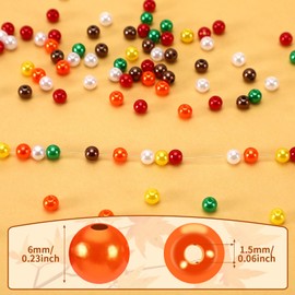 UPINS 1200Pcs Fall Pearl Beads,Autumn Thanksgiving Pearl Beads for Jewelry Making 6mm Necklace Bracelets Earrings Hair Beads DIY Crafts Party Decoration Supplies