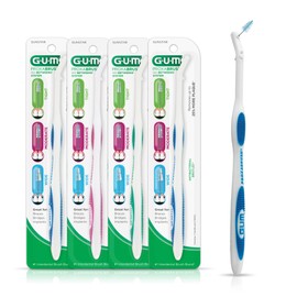 GUM Proxabrush Permanent Handle Refills - Compatible with Go-Betweens Interdental Brushes - Floss Picks for Teeth, Braces, and Implants (Pack of 4)