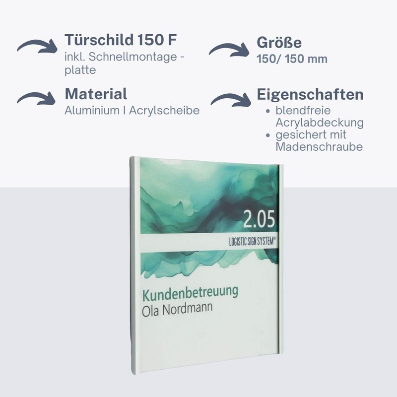 Logistic Sign System Door Sign 150F 150/150mm Aluminium Frame Acrylic