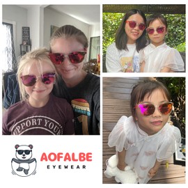 Aofalbe Kids Sunglasses, Sunglasses for Kids Children, Mirrored Sunglasses for Girls Boys Toddler UV400 Age 3-10, Kids Tortoise, Medium to Large