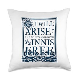 The Modern Innisfree Yeats Ireland Escapist I Will Arise Go to Innisfree William Butler Yeats Ireland Throw Pillow, 18x18, Multicolor