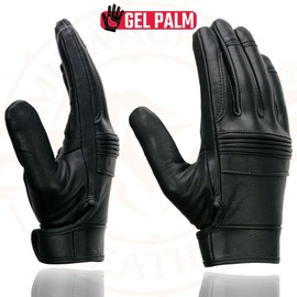 Milwaukee Leather MG7535 Men's Black Leather with Gel Palm Motorcycle Hand Gloves w/Flex Knuckles - XX-Large