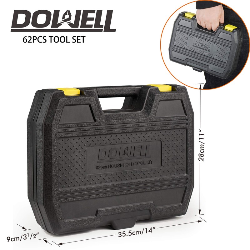 DOWELL Tool Set Tool Kit 62PCS Homeowner Tool Set Wrench