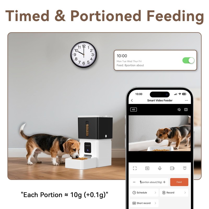 UTCG Automatic Dog Feeder with Camera: 8L/33 Cups 5G WiFi
