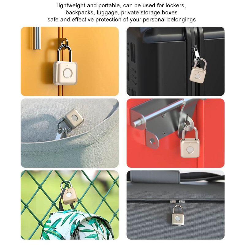 Fingerprint Padlock IPX2 Waterproof Smart Keyless Biometric Thumbprint Lock for
