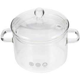 Kichvoe Clear Glass Saucepan with Cover and Handles Clear Cooking Pot Simmer Pot Pan Glass Cookware for Pasta Noodle Soup Milk 1500ml Glass Saucepan