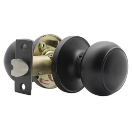 Probrico Passage Interior Door Knobs Hall and Closet Door Handle Keyless Matte Black Door Lockset Stainless Steel 1 Pack