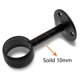 Jiozermi 2 Pcs 1 1-1/4 Inch Ceiling Mount Curtain Rod Bracket, Flange Closet Rod Holder, Heavy Duty Stainless Steel Shower Curtain Rod Socket, Closet Rod End Supports, Matte Black