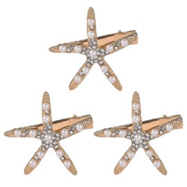 SSKHE 3 Starfish Hair Clips, Anti - Slip Pearl Hair Clips, for Weddings, Bridal, Children, Vacation Parties
