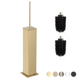 BVL Toilet Brush and Holder Set Gold Stainless Steel 304 Square Freestanding Toilet Brush for Bathroom