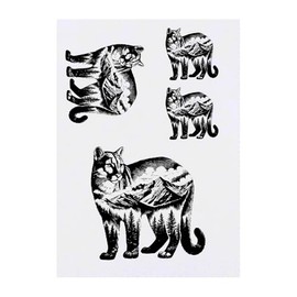 4 x 'Mountain Lion Standing' Temporary Tattoos - Water Resistant, Skin-Safe, Non-Toxic Transfers, Mixed Sizes (TO00083306)