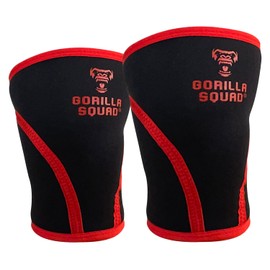 GORILLA SQUAD(ゴリラスクワッド) ニースリーブ 7mmネオプレン 筋トレ用膝サポーター ウェイトトレーニング用 左右セット レッド XL