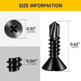 (400pcs) #10 x 5/8" for Sheet Metal Self Tapping Screws, 410 Stainless Steel Black Oxide, Flat Head Truss Quick Tapping Self-Drilling Screws by Mywish