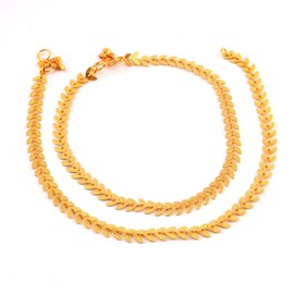 My Pet Elephant JewarHaat Indian Gold Plated Anklet Leaf Patti Design Fashionable Payal Fashion Jewelry for Women