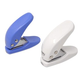 Honbay 2PCS Cute Mini Type 1-Hole Punch, White and Blue, 6mm 1/4inch Holes, 10 Sheets Punch Capacity, for Paper, Cardboard, Thin Plastic, Craft Paper, etc