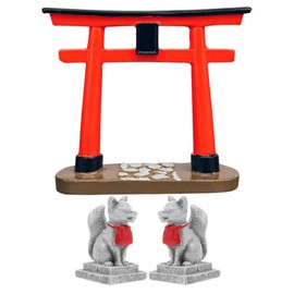 Toddmomy Japanese Torii Gate Miniature Red Shinto Torii Gate Fox Figurine Dollhouse Fairy Door Feng Shui Lucky Statue Aquarium Shintos Torii Gate Zen Garden Accessories