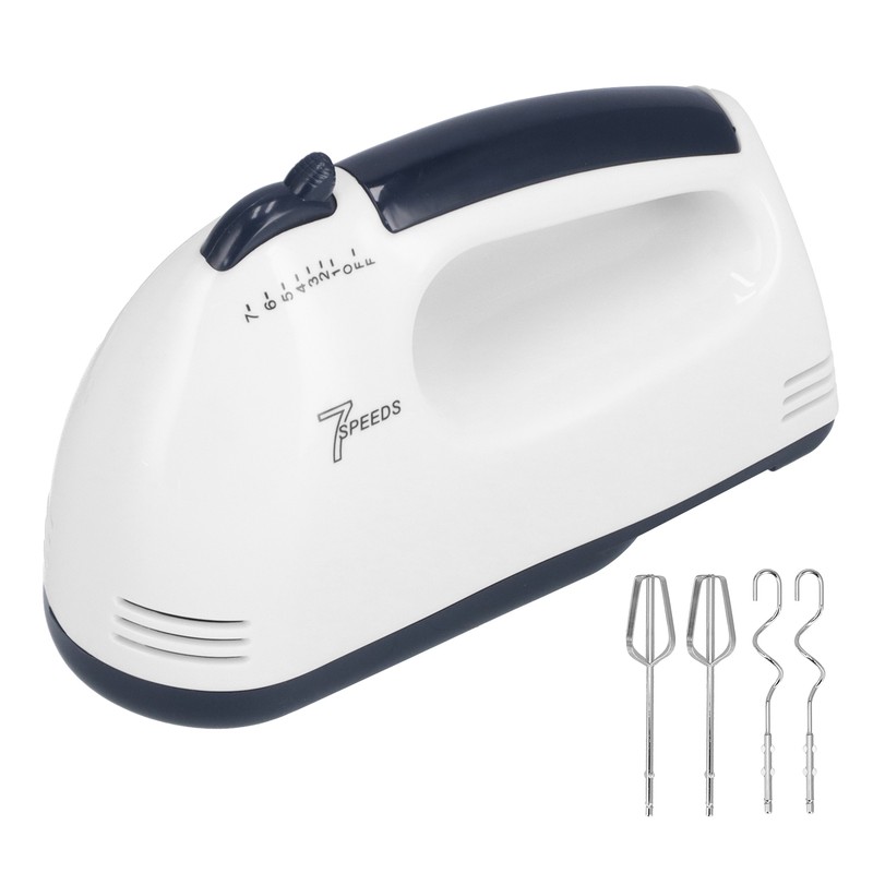 Hand Mixer Portable 7 Gears Lightweight White Stainless Steel Electric