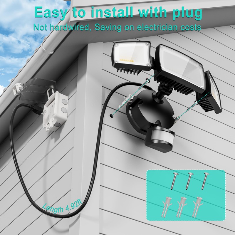 USTELLAR 55W Plug in Motion Sensor Lights Outdoor, Flood Lights