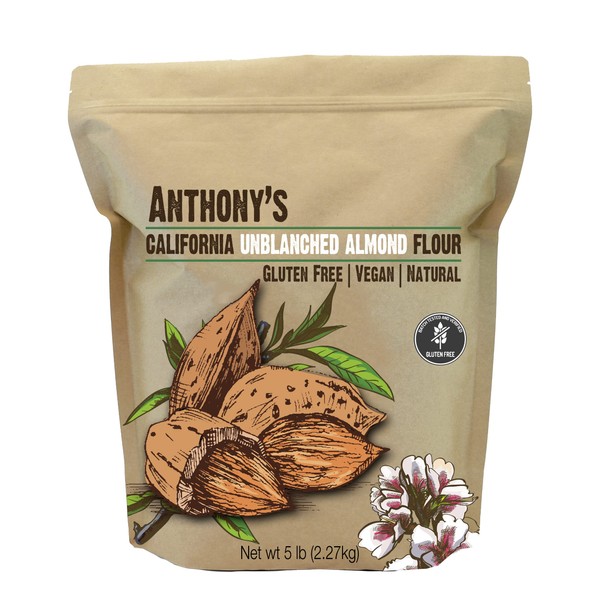 Anthony's Almond Meal Flour, Unblanched, 5 lb, Gluten Free, Non