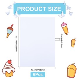 SOFPLATE Pack of 6 Shrink Film White Shrink Film Bulk Pack 11.7 x 8.3 {1} cm Large Opaque Single-sided Printing Rectangular Creative Craft Activity Set Plastic Films for Inkjet Printers Mutt
