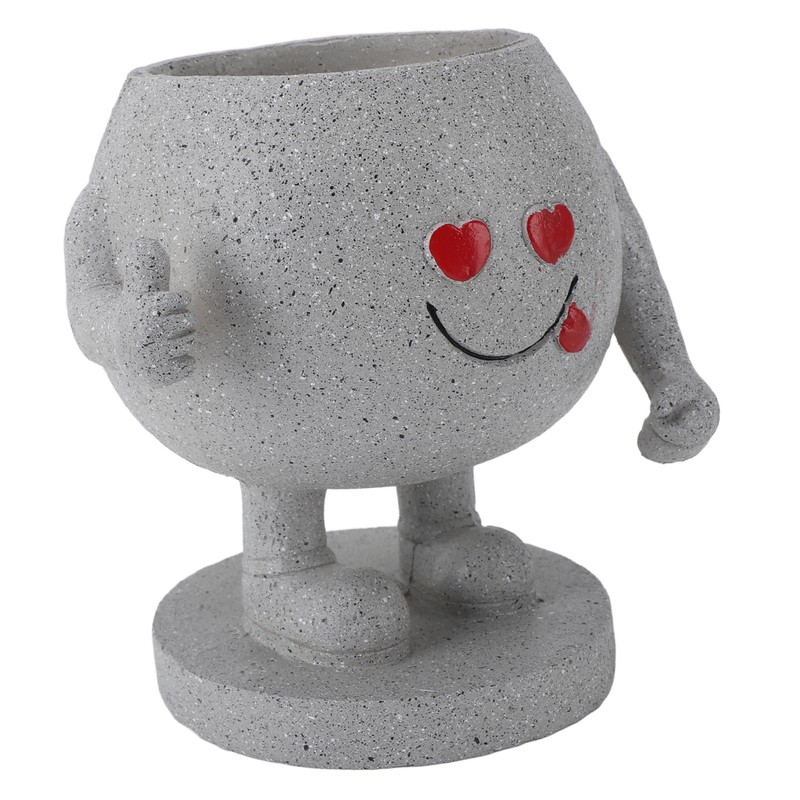 Succulent Pot Adorable Smiling Figure Standing Thumb Up Resin Flower