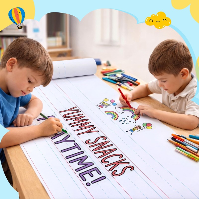 Jetec 1 Roll Blank Lined Paper for Kid to Write