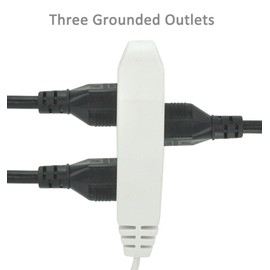 BindMaster 10 Feet Extension Cord / Wire, 3 Prong Grounded, 3 outlets, Flat Plug , White (1 Pack)