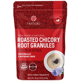 Herbaila Herbaila Chicory Root Roasted Granules, 1 Pound, Chicory Coffee (Inulin, Prebiotic Dietary Fiber) Rich Flavor, Caffeine Free, Natural Tea and Coffee Substitute, Keto, Kosher