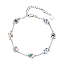 PARYFO Chakra Bracelet 925 Sterling Silver Yoga Bracelet Wrist Link 7 Chakra Bracelet Chakra Jewellery Gifts for Women Girls Children Daughter Birthday Christmas Gifts, Sterling Silver