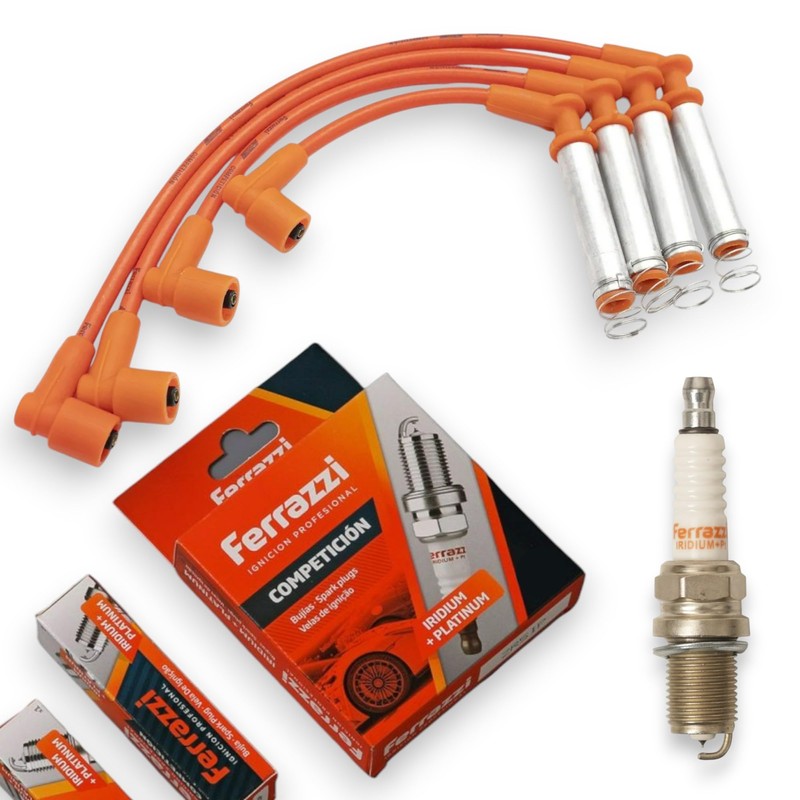 FERRAZZI Kit Cables 9mm + 4 Bujias Iridium platino de