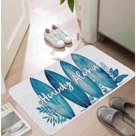 SPBL&L Western Beach Door Mat, Howdy Aloha Surfboard Coastal Welcome Doormat for Front Door Porch Entryway Indoor Outdoor Outside, Beach Welcome Mats, Western Ocean Bath Mat, 17x30 Inch