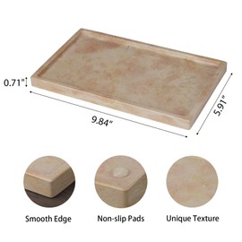Natural Marble Tray Stone Decorative Tray Non-Resin/Non-Ceramic, for Kitchen Counter/Bathroom Sink Countertop/Vanity/Home Decor,Storage Perfume/Candle/Jewelry/Coffee,Cream Rose Pink