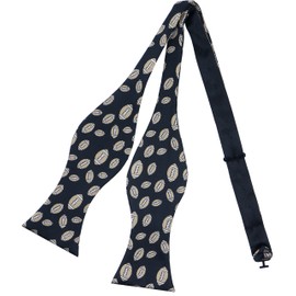 OCIA Mens Designer Self Bow Tie Pattern Woven Bowtie Football - Black