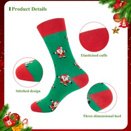CHEERYMAGIC Mens Christmas Socks, 4 Pairs Winter Warm Knitting Calf Socks Thick Slipper Stocking for Men Xmas Santa Cartoon Novelty Socks for Family Christmas Boys Gift A8NSSD4W