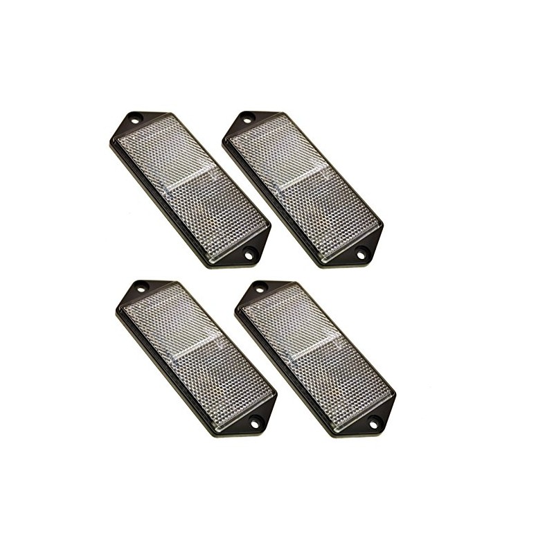 Clear Large Rectangular Front White Reflector Pack of 4 Trailer
