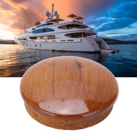 Qiilu Boat Steering Wheel Center Cap Marine Steering Wheel Center Cap 63.5mm/2.5in Teak Wood Gloss Finish for Yachts Boats