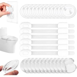 Wzenclave Kit Completo de Seguridad para Bebés y Niños,Incluye 12 Protectores de Esquinas Transparentes,12 Tapas de para Enchufes y 6 Cierres de Seguridad para Cajones