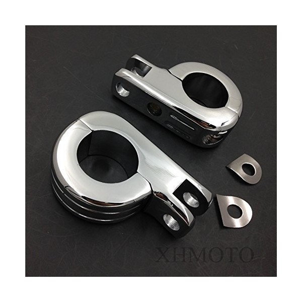 SMT-Chromed Foot rese footpeg P-Clamp mounting kits Compatible With harley 1 1/4" highway bars [B00RUDWVWA]