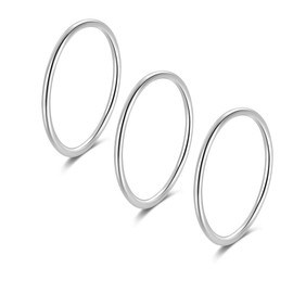 Minimalist Knuckle Rings Set 1.2MM Thin Line Stackable Stacking Midi Thumb Band Ring 925 Sterling Silver for Women Size G