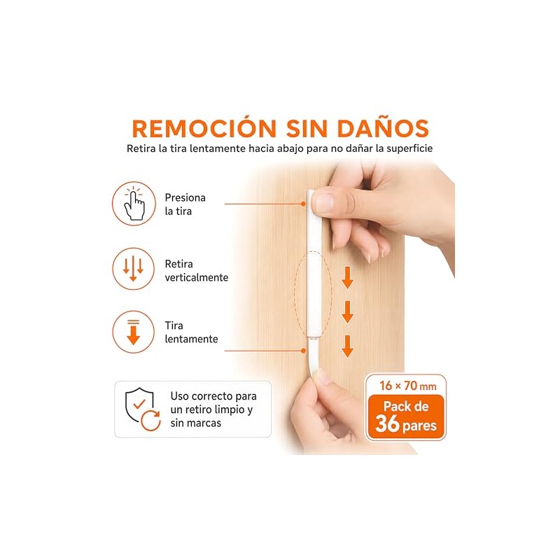 36 Pares 3M Adhesivos para pared, Picture Hanging Tiras, Colgar